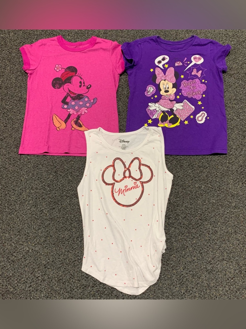 Bundle of Minnie Mouse girls shirts (14) and sequined tank top (14/16)